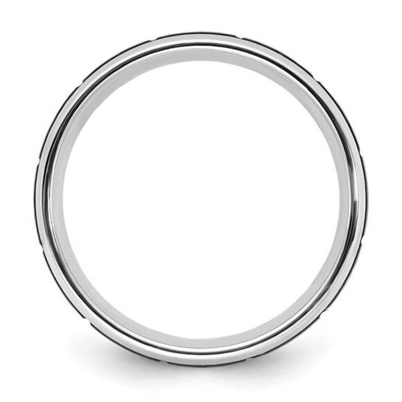 Chisel Cobalt Polished with Brushed Black IP-plated Grooved Center 8mm Band - Picture 2 of 9
